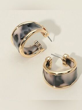 Tortoiseshell Celluloid Acetate Hoop Earrings